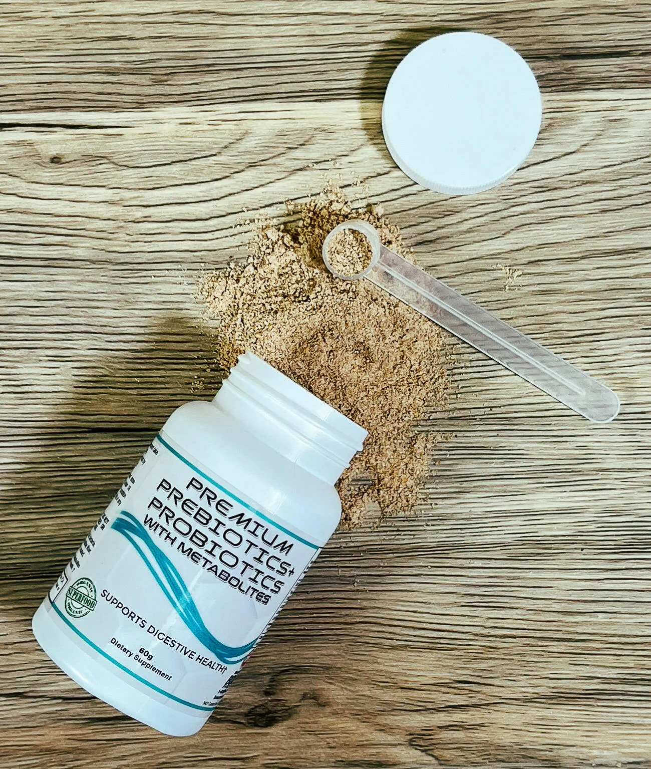 Boomers Premium Prebiotics + Probiotics with Metabolites supplement bottle